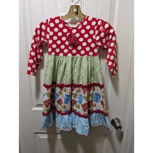 Sage & Lilly Girls Christmas Present Print Dress Size 4T Holiday Festive